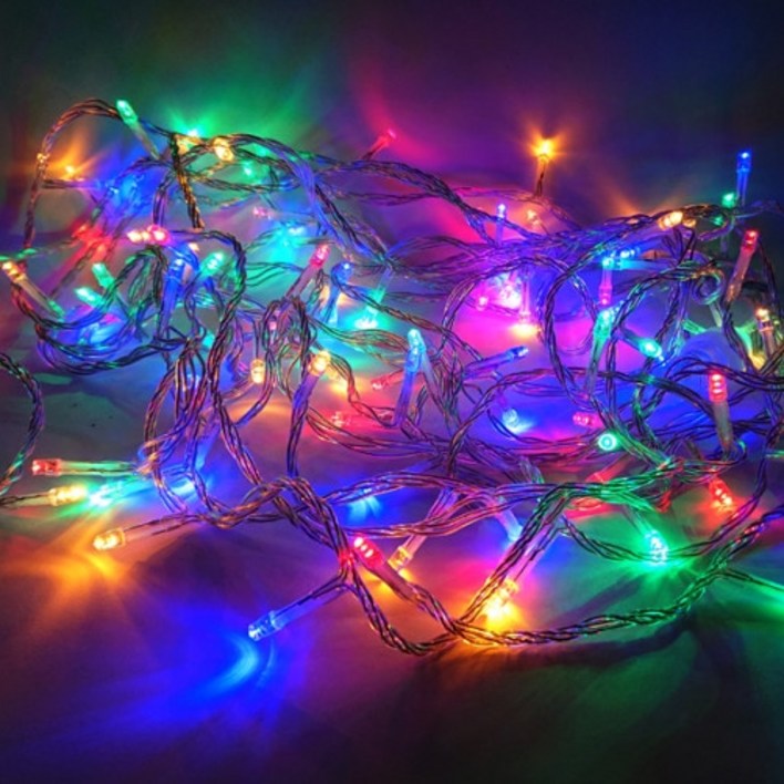 투명선 세트 LED 은하수전구 100구  전원케이블 SET 크리스마스 조명 전구, RGB4색, 1개