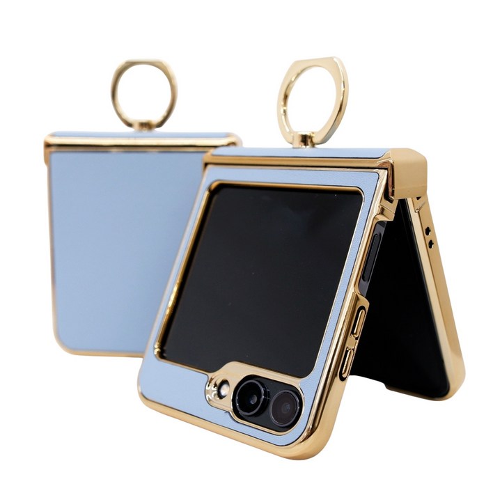 갤럭시 Z플립 3 4 5 6 거치 핑거링 천연소가죽 힌지보호 케이스