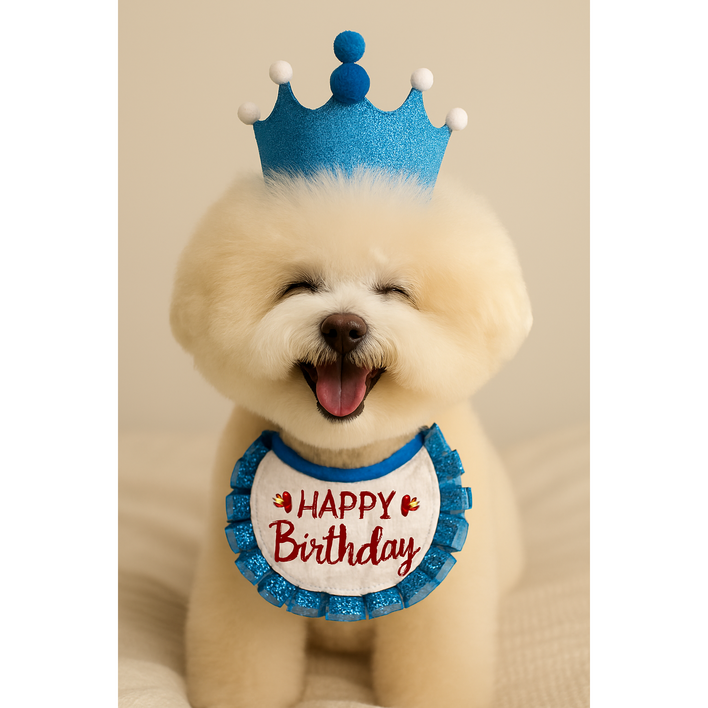 바모펫 강아지 고양이 생일 목걸이 왕관 생일파티세트 반려동물 생일 파티 숫자스티커