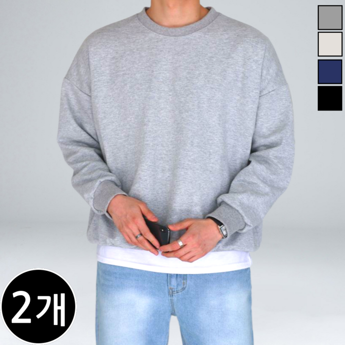 11 남녀공용 빅사이즈 특양면 세미 오버핏 맨투맨 60742