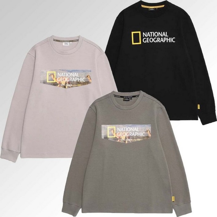 내셔널지오그래픽 MW N223UTS020 피너스 빅 로고 라운드넥 긴팔 티셔츠 공용