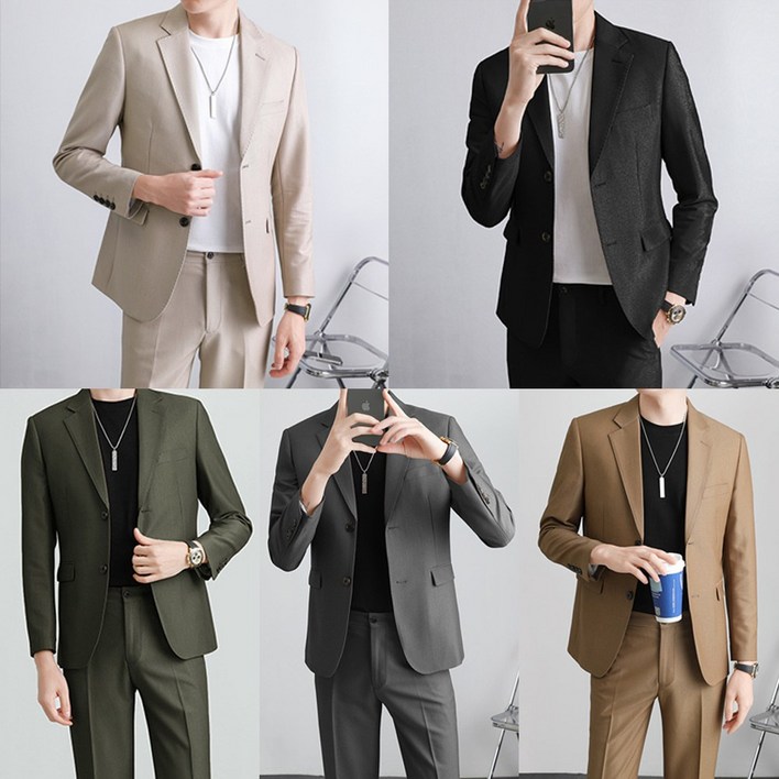 (대여)캐주얼 슬림라인 남자 자켓 바지 정장세트