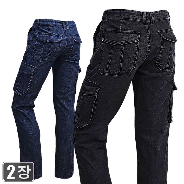 [1+1웨어몬] N 카고 작업 데님청바지 스판 일상복 건빵