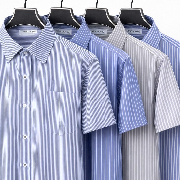 반팔 줄무늬 와이셔츠 M5XL 프리미엄 일반핏 남자 남성 빅사이즈