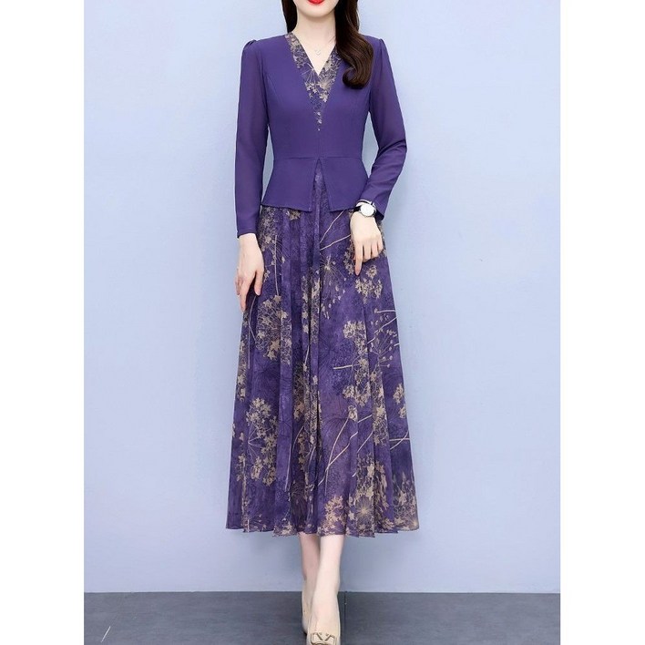 딜마켓 상해원피스  여성 고급스러운 롱 긴팔 원피스