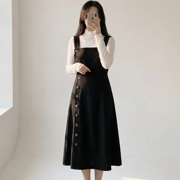 빅사이즈 여성 레이어드 원피스 D1171 언프레