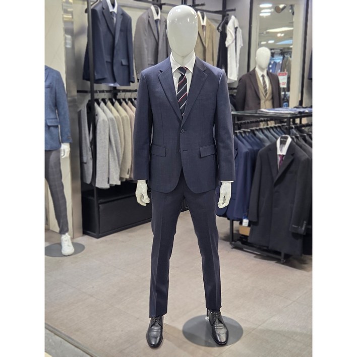 (26 봄 입고) 젠 맨잇수트 사계절 멜란지 패턴 기본 네이비 정장 세트 면접 예복 332