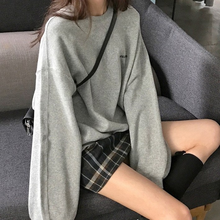 여성 루즈핏 오버핏 빅사이즈 데일리 레터링 맨투맨 티셔츠