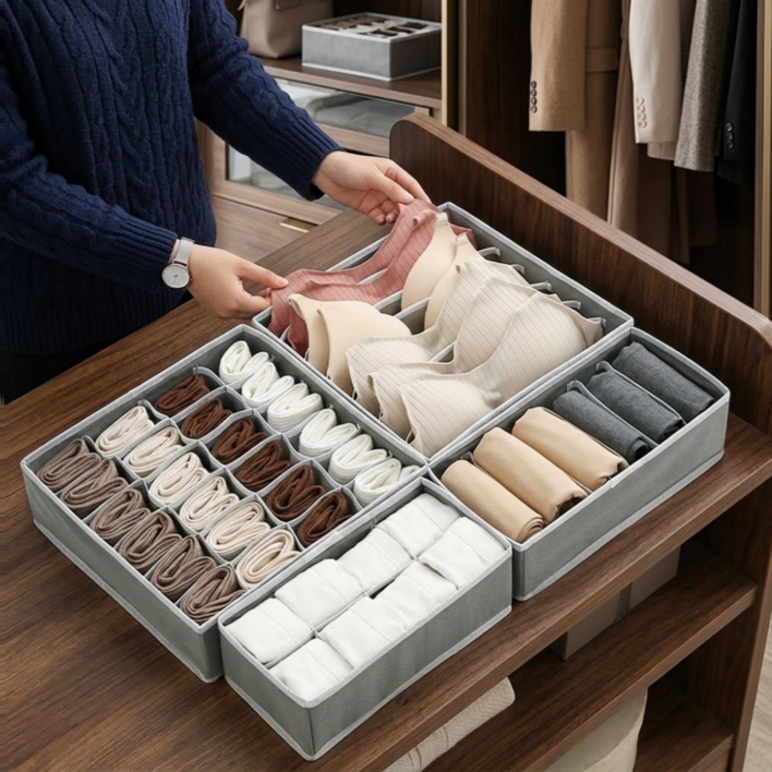 노벨띵즈 칸칸분리 깔끔정리 속옷 양말 정리함 서랍수납 4종
