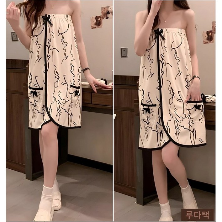 루다택 여성 골프 샤워가운, 1개, 그래피티 다크