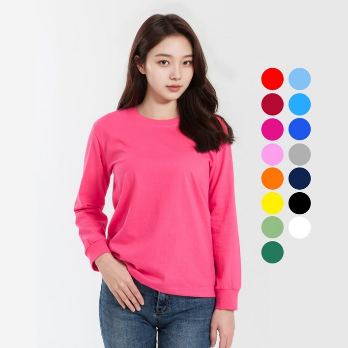 긴팔 30수 라운드 무지 티셔츠 가족 교회 단체 이너웨어