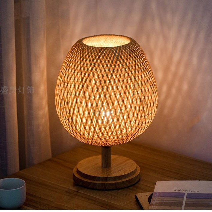 라탄 스탠드갓 원목 인테리어 등나무 단스탠드 조절 무드등 조명