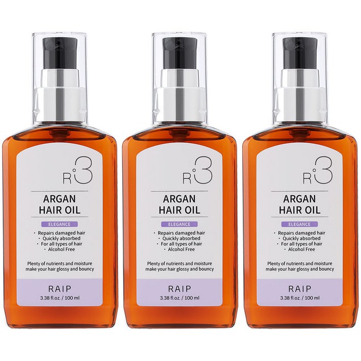 라입 R3 아르간헤어오일 헤어에센스 엘레강스, 100ml, 3개