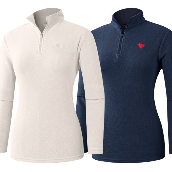 [이지바이] (1+1) 여성 기모 폴라플리스 프리티 집업 티셔츠