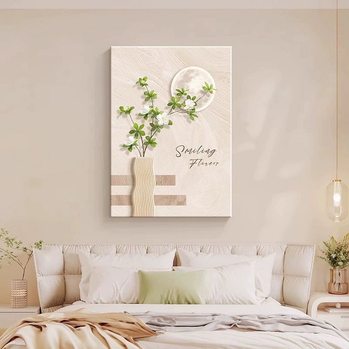 인테리어액자 고급스러운 크림색 침실 장식화 그림 고급 액자 벽걸이 모던 아트 프레임 감성