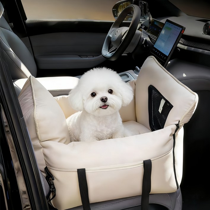 메이썬 강아지 카시트 반려동물 애견 차량용 가죽 이동가방 쿠션형 휴대용