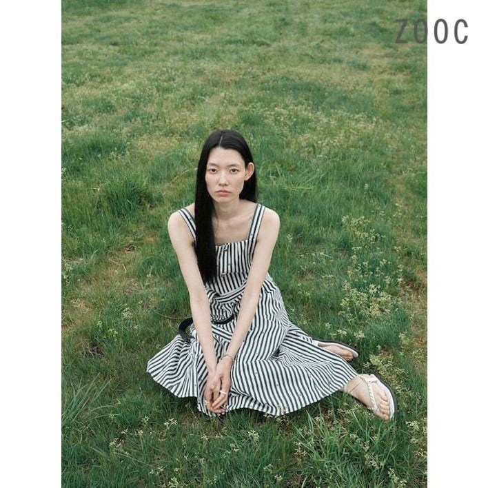 백화점상품 ZOOC 주크 원피스 브랜드 경쾌한 로고 스트라이프 마린 여름