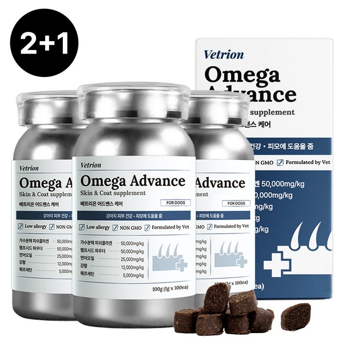 베트리온 오메가3 어드밴스 강아지 피부 영양제 가려움증 알러지 습진 아토피