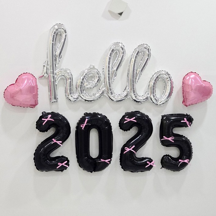 헬로 2025 해피뉴이어 새해 신년해 연말 홈파티 hello 은박풍선 세트