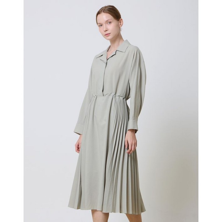 레노마레이디 본사직영 셔츠형 카라 사이드주름 원피스-CC11OP010