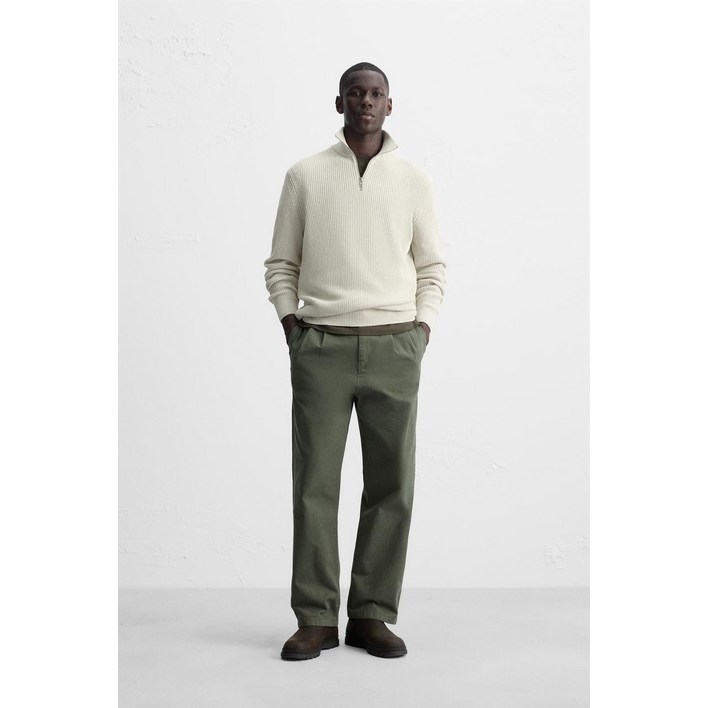 ZARA 자라 베이직 지퍼넥 스웨터  크림3332310712