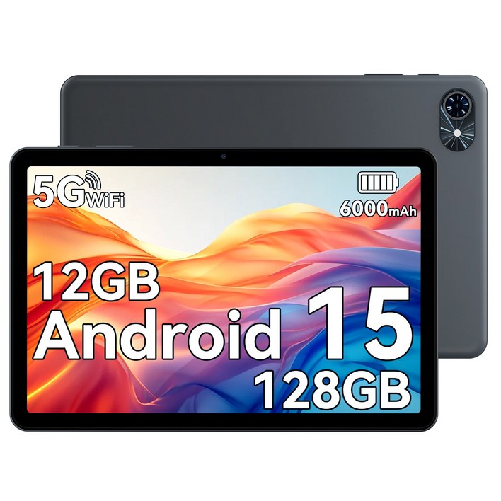 TABWEE 10인치 Android15 Gemini AI2.0 태블릿 12GB128GB 2TB확장 120Hz 5GWiFi 6000mAh, WiFi, 128GB, 회색