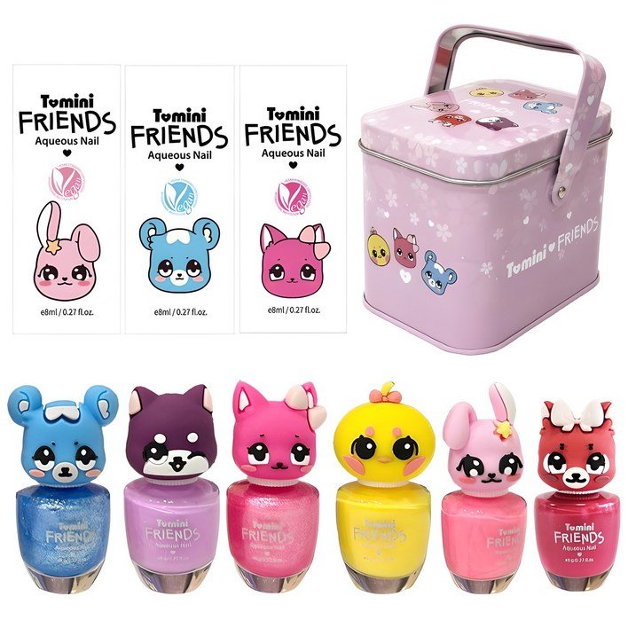 투미니 프렌즈 수성 어린이 매니큐어 6종  틴케이스