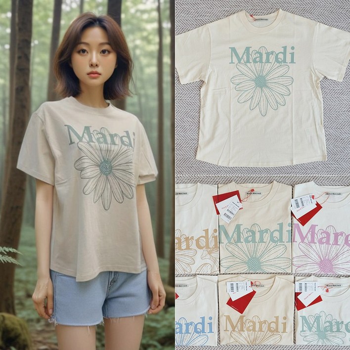 마르디메크르디 반팔 플라워 꽃 티셔츠