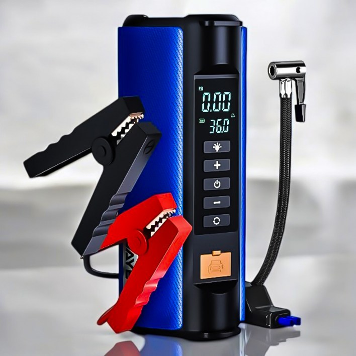 AI 스마트 점프스타터 공기압주입기 겸용 에어펌프 25년생산 리튬Bat 4개 모든차종 최신대용량10400mAh