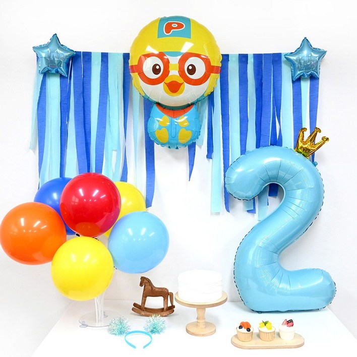 캐릭터 생일파티 세트 캐릭터 쿠로미 뽀로로 피카츄 스트리머 숫자 2 3 4 5 이벤트, 1세트, 뽀로로 생일파티