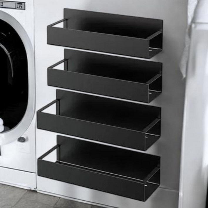 빅멀티 냉장고 세탁기 현관문 대형사이즈 자석선반, 블랙 대형, 2개