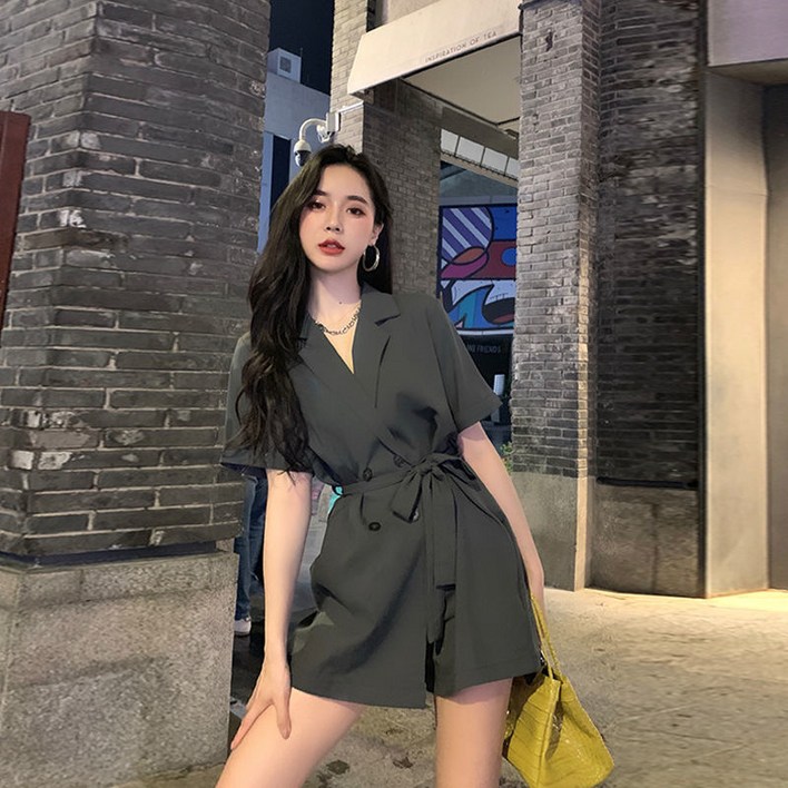 VIISHOW 여성용 여름 시원한 정장 소재의 점프수트 원피스