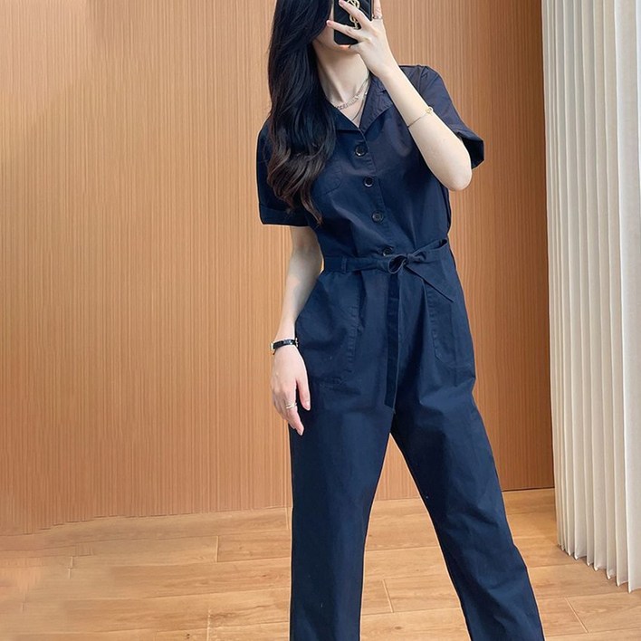 besteffie 여성 봄여름 반팔 점프슈트 캐주얼 면 루즈핏 고급스러운 올인원 스타일 K71