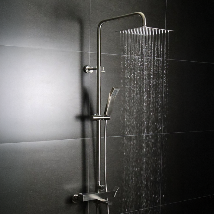 로딘 사각 무광 샤워기 수전 레인샤워 해바라기 샤워 욕실 스텐 SUS304 욕조 샤워기교체 IN-232, 실버, 1개