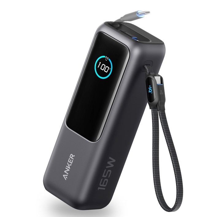 앤커 랩탑 파워뱅크25000mAh 165W 보조배터리 C타입 케이블 일체형, 블랙, A1695