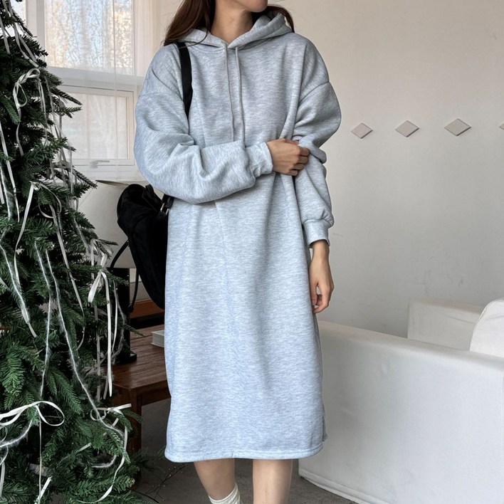 시연 가을 겨울 후드 원피스 슬림 루즈핏 긴팔 티셔츠