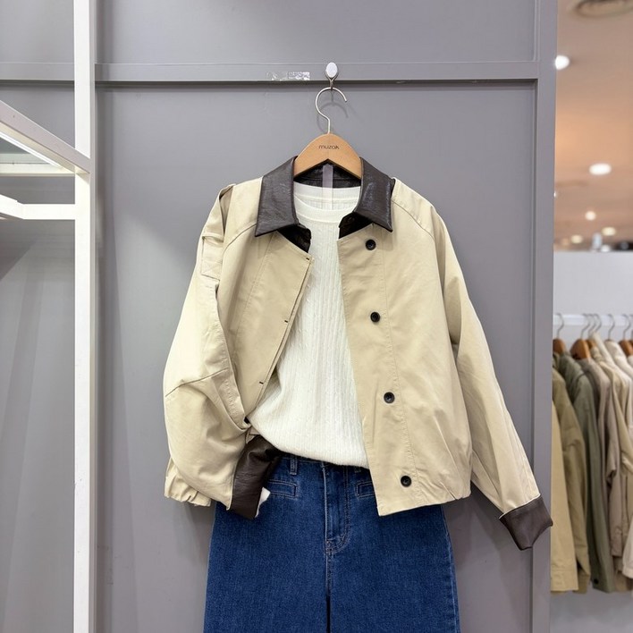 무자크 배색카라 레더 자켓 MQ2BY03