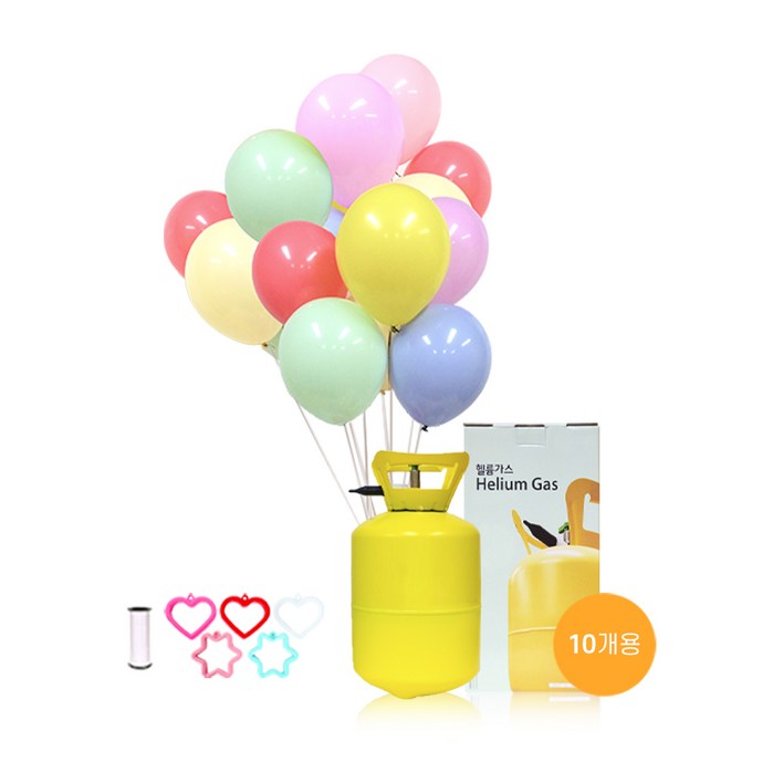 별이네파티 헬륨가스 10개용25cm마카롱랜덤혼합풍선30입컬링리본1개무게추1개 세트