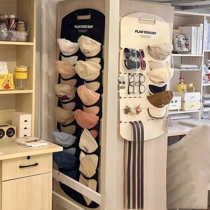 11 세트 모자 펠트 걸이 주머니 다층 모자 걸이대 심플한 모자 수납 아이디어