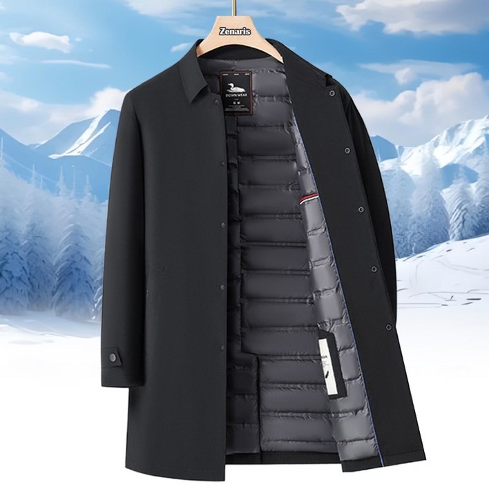 Zenaris 중년 남성 트렌치 하프 패딩 블레이저 카라넥 정장 코트 비즈니스 따뜻한 겨울 아우터