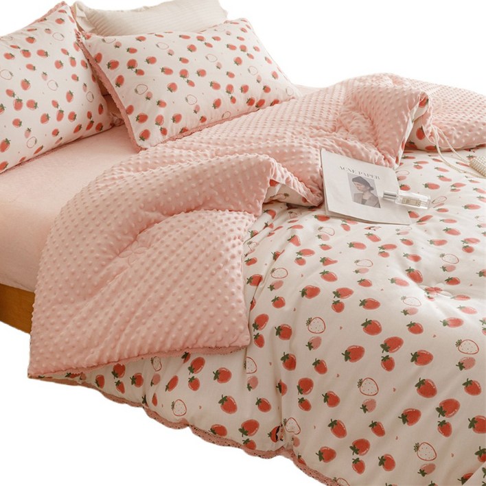 Blossom Bliss 사계절 차렵 이불 세트 베개 커버 누빔 침구세트 극세사 푹신한 패밀리 기숙사