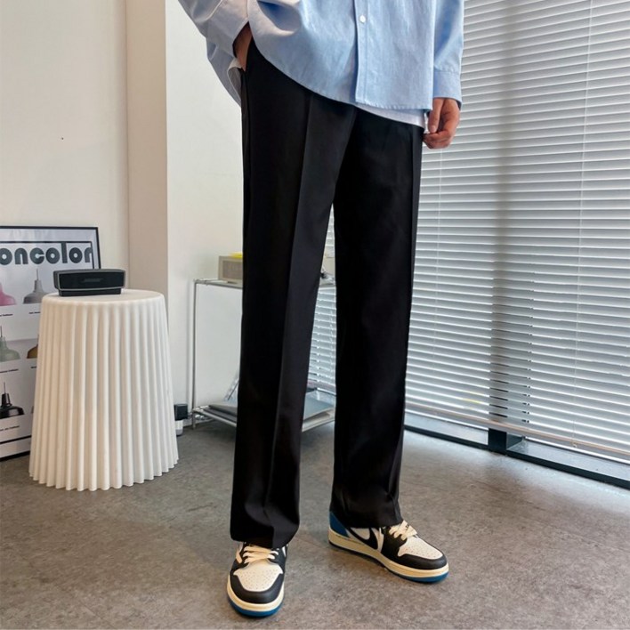 비켄드스튜디오 남성용 기본 세미 와이드 스판 밴딩 슬랙스 바지 1060