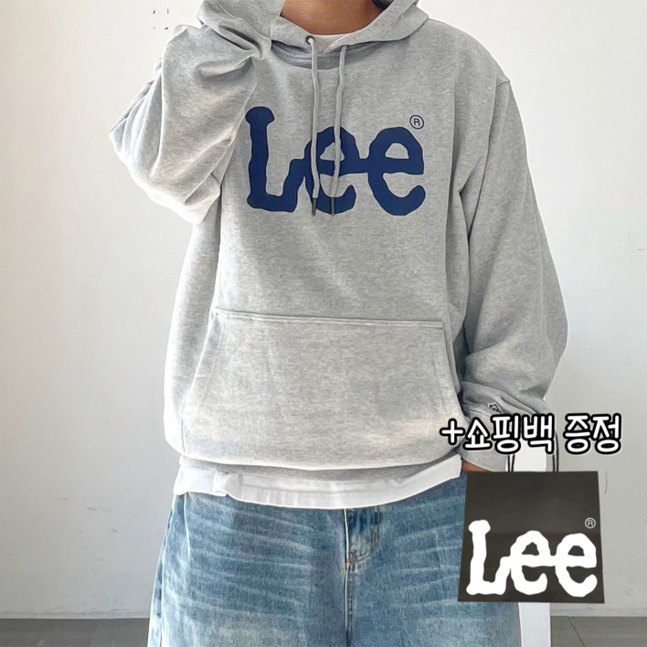 당일출고정품 LEE 리 빅 트위치 로고 후드티 그레이  쇼핑백