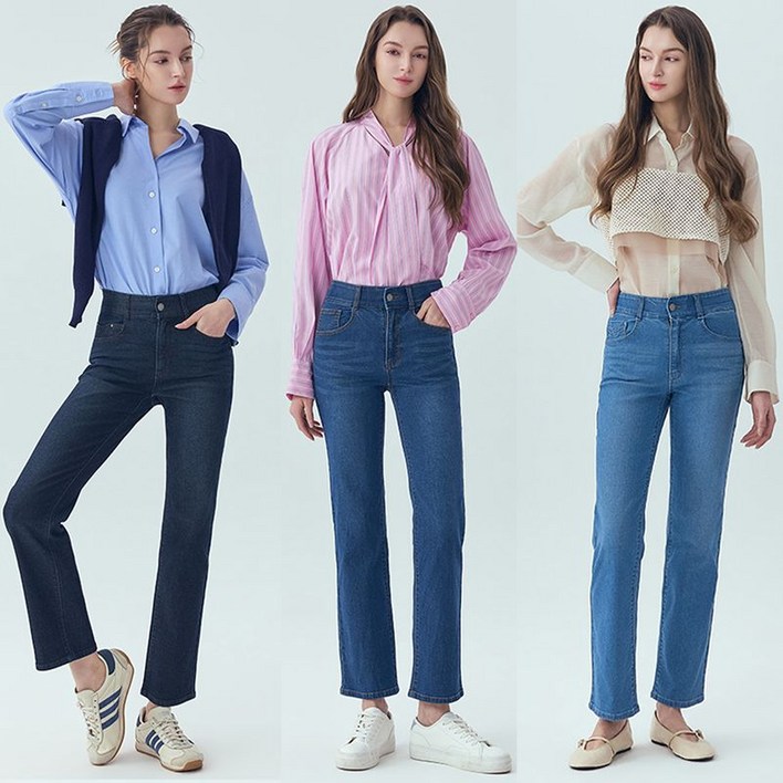 뱅뱅 여성 라이크라 릴렉스 데님팬츠 3종