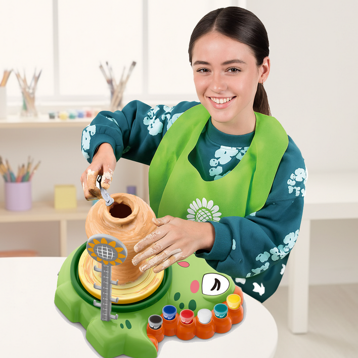 도자기 만들기 체험 장난감 DIY 물레 점토포함, 1개, 500g, 그린