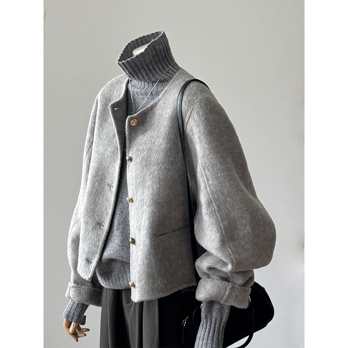 KOSARTE 가을겨울 그레이 숏 울 자켓 데일리 캐주얼 z010