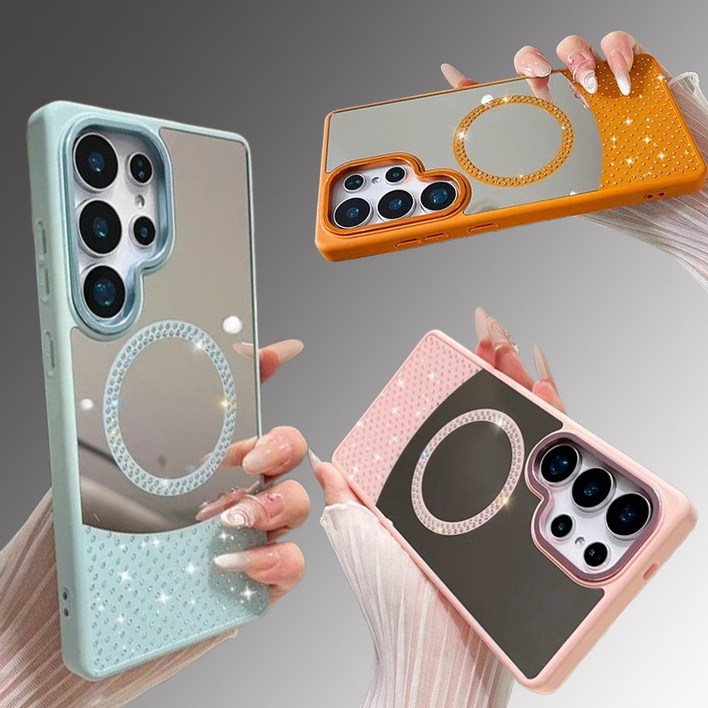 갤럭시 s25 24 23 a시리즈 큐빅 미러 맥세이프 호환 케이스