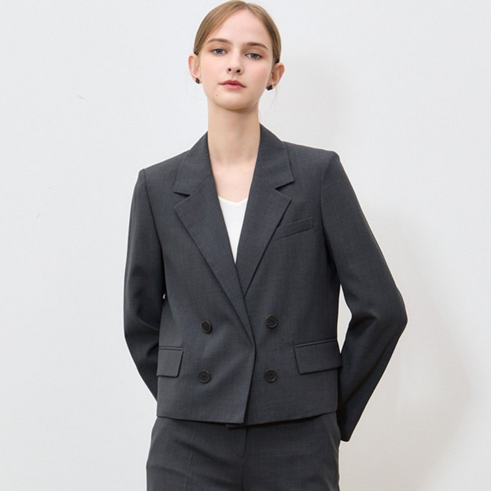 쉬즈미스 쉬즈미스SHESMISS  더블 브레스티드 크롭 자켓크링클 써머 슬랙스 2종세트 택가격 476000원