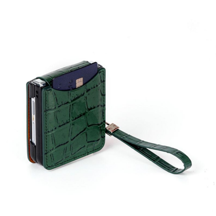 본아띠 로뎀 천연 소가죽 악어 카드 제트플립 케이스