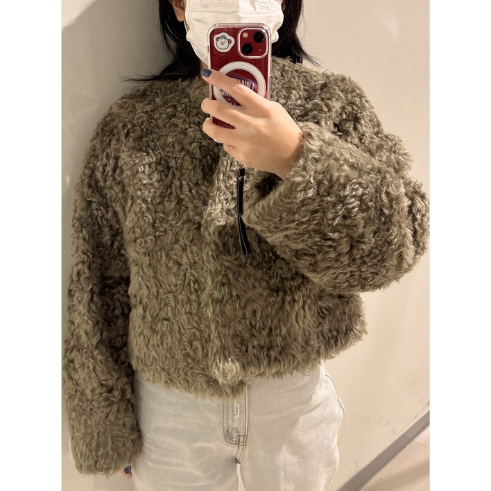 정품 LANVIN 랑방 뽀글이 퍼자켓 정가 175만원베이지브라운